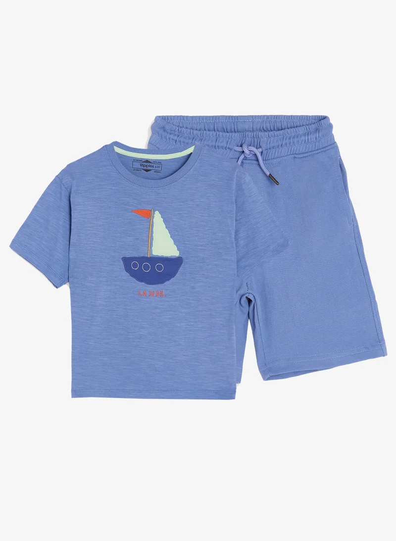 ريبلز مع نمشي Boys Round Neck T-shirt & Shorts Set